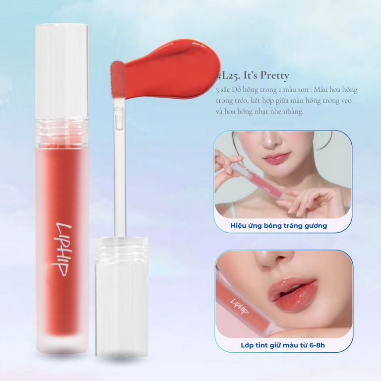 #L25 LIPHIP Glossy Tint - Son Tint Bóng hiệu ứng tráng gương - It’s Pretty - Màu Hồng đào